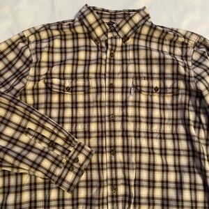 Carhartt Brown Plaid Button-Up Shirt with Two‎ Chest Pockets, Size 2XL